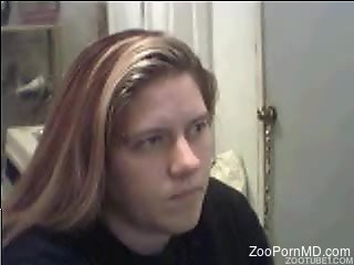 Vicious webcam bestiality video with a BBW bitch